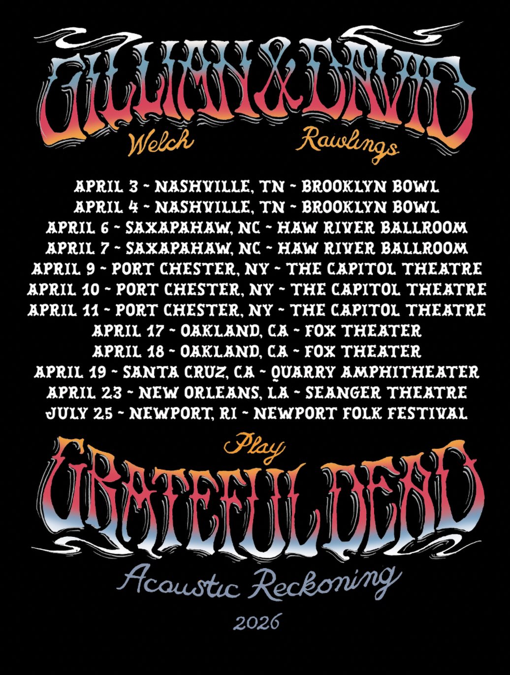 Gillian Welch Woodland Tour Poster 2026